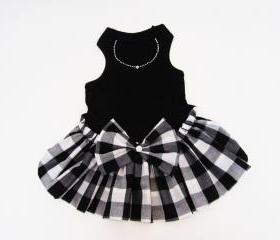 Dog Clothes Dog dresses tank style Black and White Checked